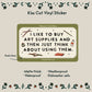 Kiss-cut "I like to buy art supplies" vinyl sticker: matte, waterproof, weatherproof and dishwasher safe