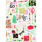 Sew Cute! puzzle artwork: scissors, spools, pincushions, tape measures, safety pins and floral fabric
