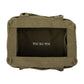 Top view inside the olive green Soolla craft bag, lining printed "You do you"