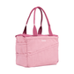 Side view of the dusty pink Soolla craft bag with raspberry handles