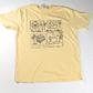 Butter yellow "My hobby is collecting hobbies" T-shirt laid flat
