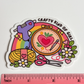 "Crafty kind of girl" sticker next to a ruler, about 3 inches wide