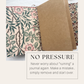 Kraft inserts beside a pink floral folio; text reads No pressure, simply remove a page and start over
