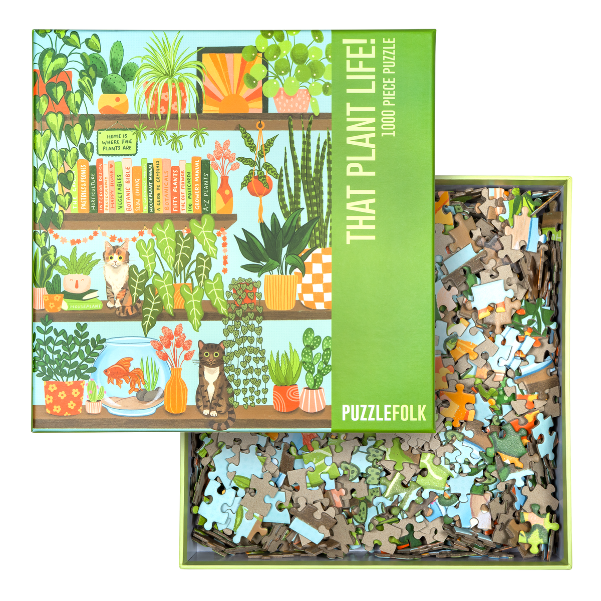 Open That Plant Life! puzzle box with the lid artwork and loose puzzle pieces
